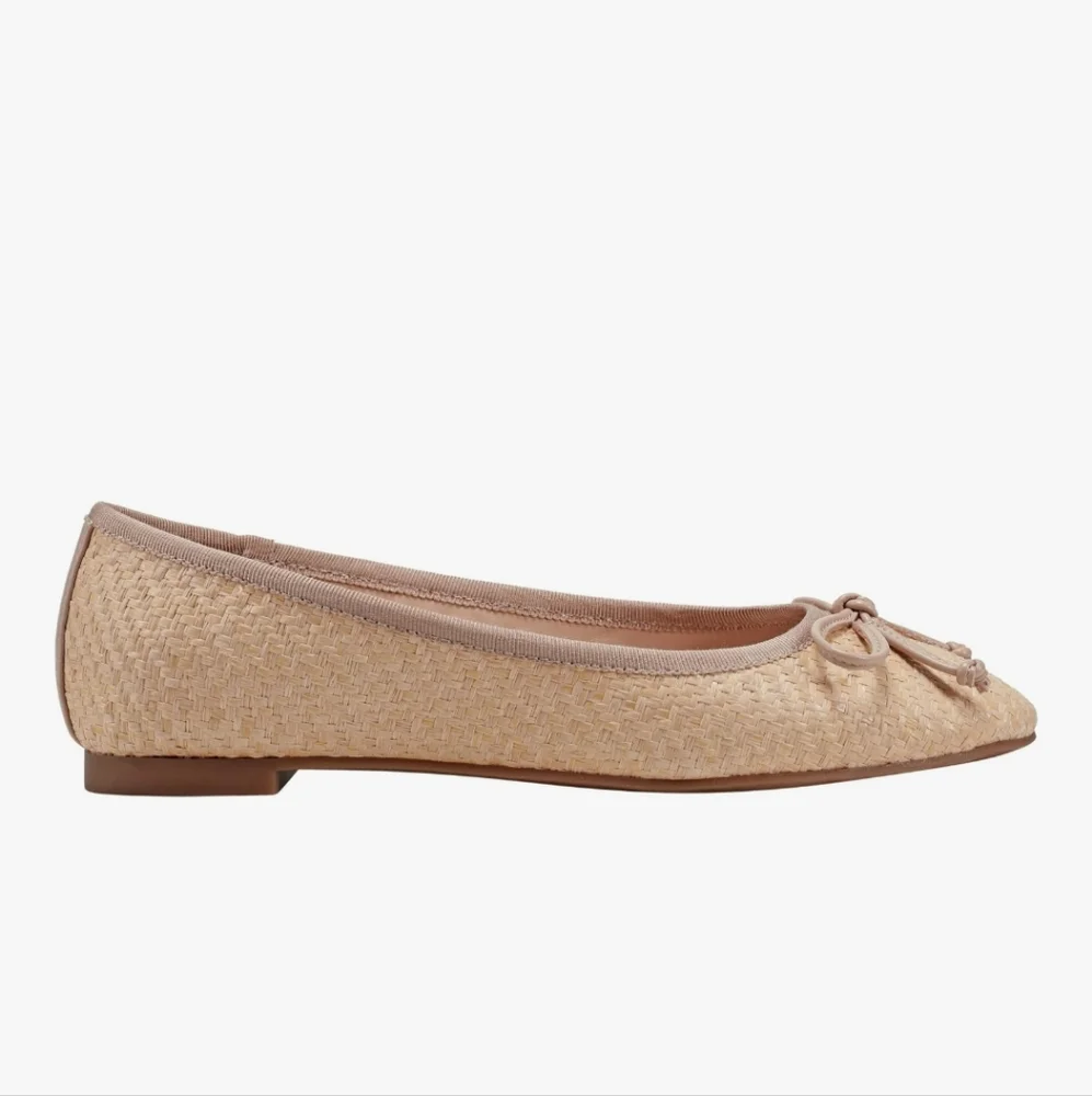Bandolino NWT Paprika2 Ballet Flats Bow Detail Light Natural